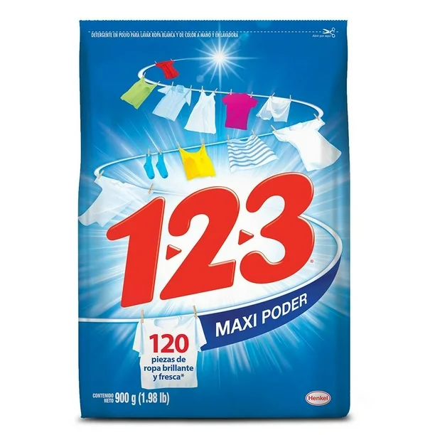 Detergente en polvo 123 maxi poder 800g