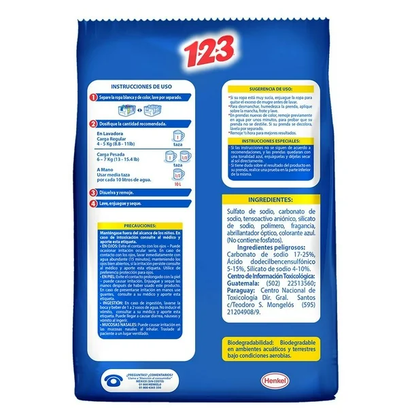 Detergente en polvo 123 maxi poder 800g